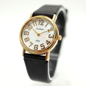 Armitron Now Womens 25mm MOP Dial Gold Tone Watch Black Silicone w New Battery